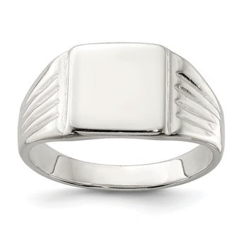 Sterling Silver 11x11mm Open Back Signet Ring - Birthstone Company
