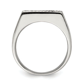 Sterling Silver Rhodium-plated Men's CZ & Onyx Ring
