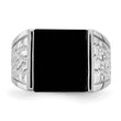 Sterling Silver Rhodium-plated Men's Onyx Ring