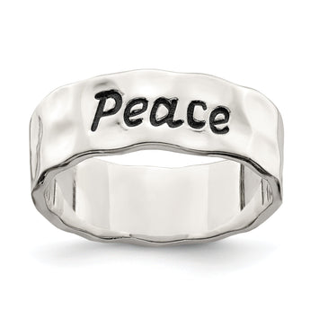 Sterling Silver Enamel, Hammered & Polished Ring