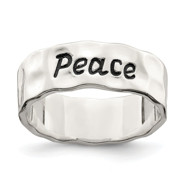 Sterling Silver Enamel, Hammered & Polished Ring