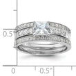 Sterling Silver Rhodium-plated CZ 3 Piece Wedding Set Ring