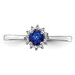 Sterling Silver Rhodium-plated Sapphire & Diamond Ring - Birthstone Company