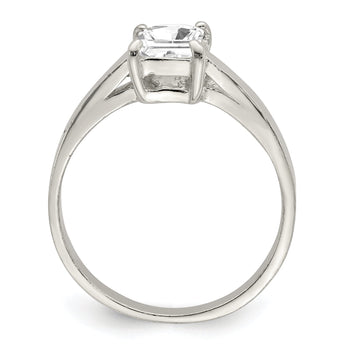 Sterling Silver Solitaire Emerald CZ Ring