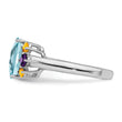 Sterling Silver Rhodium Light Swiss Blue, Amethyst & Citrine Ring - Birthstone Company