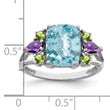 Sterling Silver Rhodium Light Swiss Blue Topaz, Amethyst & Peridot Ring - Birthstone Company