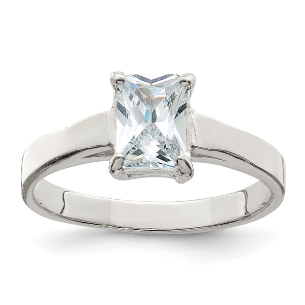 Sterling Silver Solitaire Emerald CZ Ring - Birthstone Company