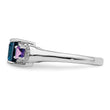 Sterling Silver Rhodium London Blue Topaz, Amethyst & Diamond Ring - Birthstone Company
