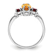 Sterling Silver Rhodium Citrine & Garnet Ring - Birthstone Company