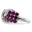 Sterling Silver Rhodium-Plated Rhodium-platedodolite Garnet & Diamond Ring - Birthstone Company