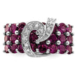 Sterling Silver Rhodium-Plated Rhodium-platedodolite Garnet & Diamond Ring - Birthstone Company