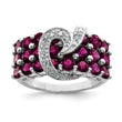 Sterling Silver Rhodium-Plated Rhodium-platedodolite Garnet & Diamond Ring - Birthstone Company