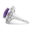 Sterling Silver Rhodium-plated Amethyst, Tanzanite & Diamond Ring, Size 5 - Birthstone Company