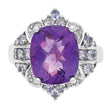 Sterling Silver Rhodium-plated Amethyst, Tanzanite & Diamond Ring, Size 5 - Birthstone Company
