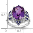 Sterling Silver Rhodium-plated Amethyst, Tanzanite & Diamond Ring, Size 5 - Birthstone Company