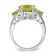 Sterling Silver Rhodium Checker-Cut Lemon Quartz Ring
