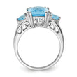 Sterling Silver Rhodium Checker-Cut Sky Blue & Sky Blue Topaz Ring