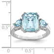Sterling Silver Rhodium Checker-Cut Sky Blue & Sky Blue Topaz Ring