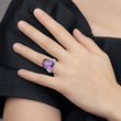 Sterling Silver Rhodium-plated Amethyst & Diamond Ring, Size 7 - Birthstone Company