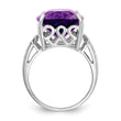 Sterling Silver Rhodium-plated Amethyst & Diamond Ring, Size 7 - Birthstone Company
