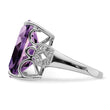Sterling Silver Rhodium-plated Amethyst & Diamond Ring, Size 7 - Birthstone Company