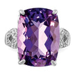 Sterling Silver Rhodium-plated Amethyst & Diamond Ring, Size 7 - Birthstone Company