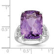 Sterling Silver Rhodium-plated Amethyst & Diamond Ring, Size 7 - Birthstone Company
