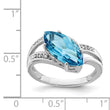 Sterling Silver Rhodium Blue Topaz & Diamond Ring