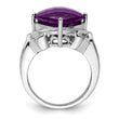 Sterling Silver Rhodium-plated Checker-Cut Amethyst Ring