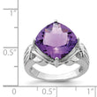 Sterling Silver Rhodium-plated Checker-Cut Amethyst Ring