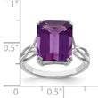 Sterling Silver Rhodium-plated Amethyst Ring