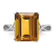 Sterling Silver Rhodium Whiskey Quartz Ring