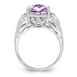 Sterling Silver Rhodium Checker-Cut Pink Quartz Ring