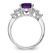 Sterling Silver Rhodium-plated Diamond & Amethyst Ring