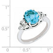 Sterling Silver Rhodium Diamond & Blue Topaz Ring
