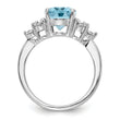 Sterling Silver Rhodium Diamond & Sky Blue Topaz Ring