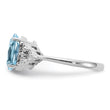 Sterling Silver Rhodium Diamond & Sky Blue Topaz Ring
