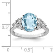 Sterling Silver Rhodium Diamond & Sky Blue Topaz Ring