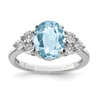 Sterling Silver Rhodium Diamond & Sky Blue Topaz Ring