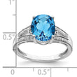 Sterling Silver Rhodium Diamond & Blue Topaz Ring