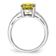 Sterling Silver Rhodium Diamond & Lemon Quartz Ring