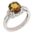 Sterling Silver Rhodium-plated Diamond & Whiskey Quartz Ring, Size 6 - Birthstone Company