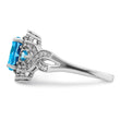 Sterling Silver Rhodium Diamond & Blue Topaz Ring