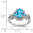 Sterling Silver Rhodium Diamond & Blue Topaz Ring