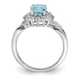 Sterling Silver Rhodium Diamond & Sky Blue Topaz Ring
