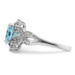 Sterling Silver Rhodium Diamond & Sky Blue Topaz Ring