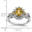 Sterling Silver Rhodium Diamond & Whiskey Quartz Ring