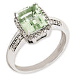 Sterling Silver Rhodium-plated Diamond & Green Quartz Ring - Birthstone Company