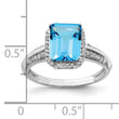 Sterling Silver Rhodium Blue Topaz & Diamond Ring
