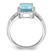 Sterling Silver Rhodium Diamond & Sky Blue Topaz Ring